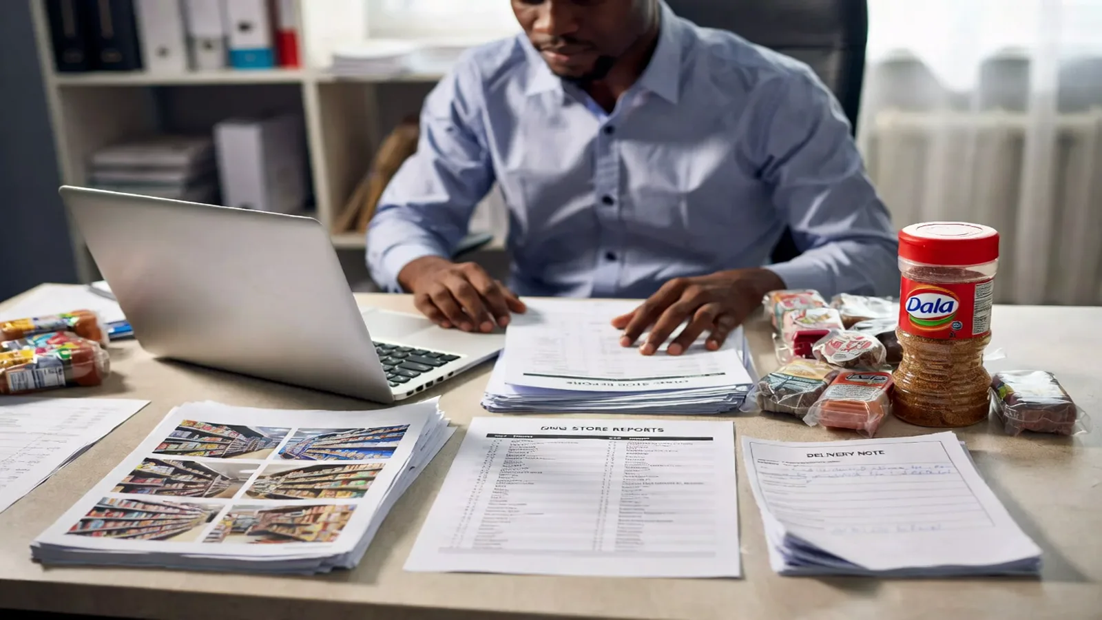 Store-level reporting documents and shelf photos for Nigerian FMCG retail execution